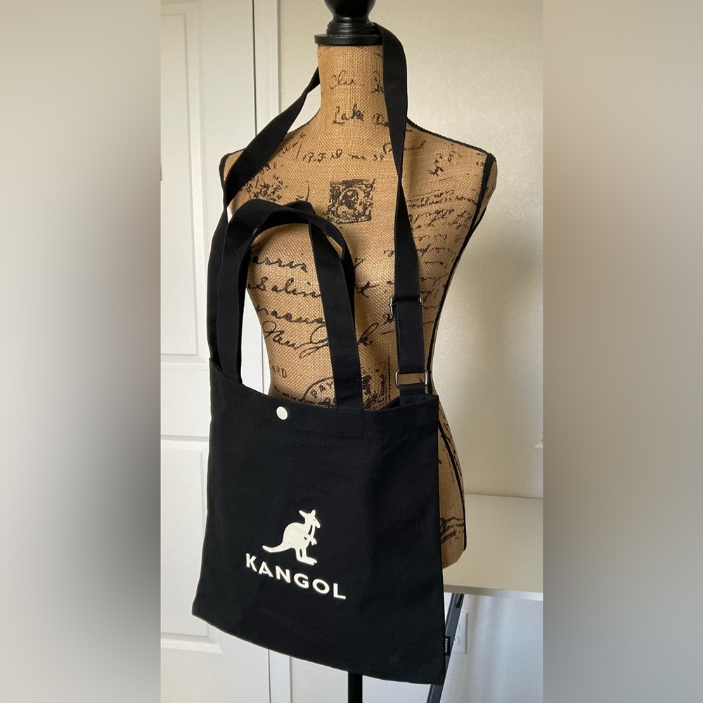 Kangol Black Canvas Tote with White Logo
